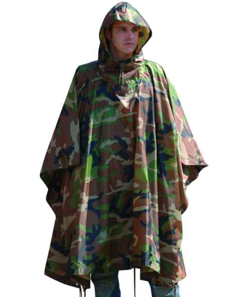 Mil-Tec PONCHO R/S WOODLAND Regen-& Outdoorjacke Jacke