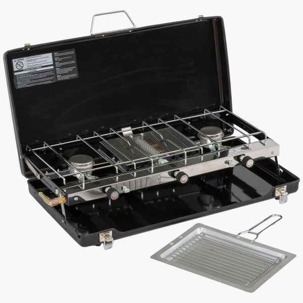 Highlander Campinggrill GAS046 FOLDING DOUBLE BURNER/GRILL