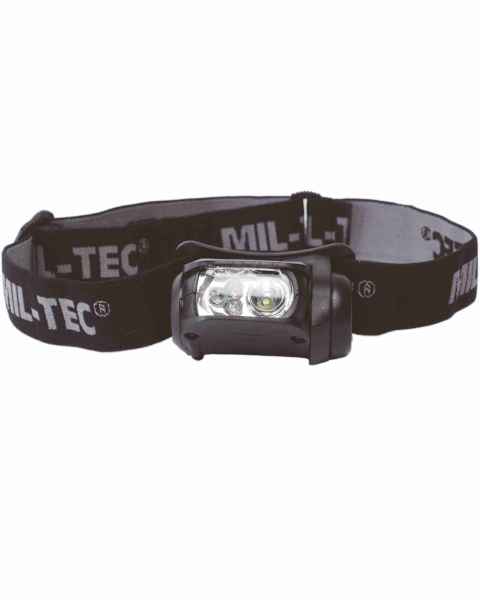 Mil-Tec KOPFLAMPE LED 4-FARBIG SCHWARZ Leuchte Lampe