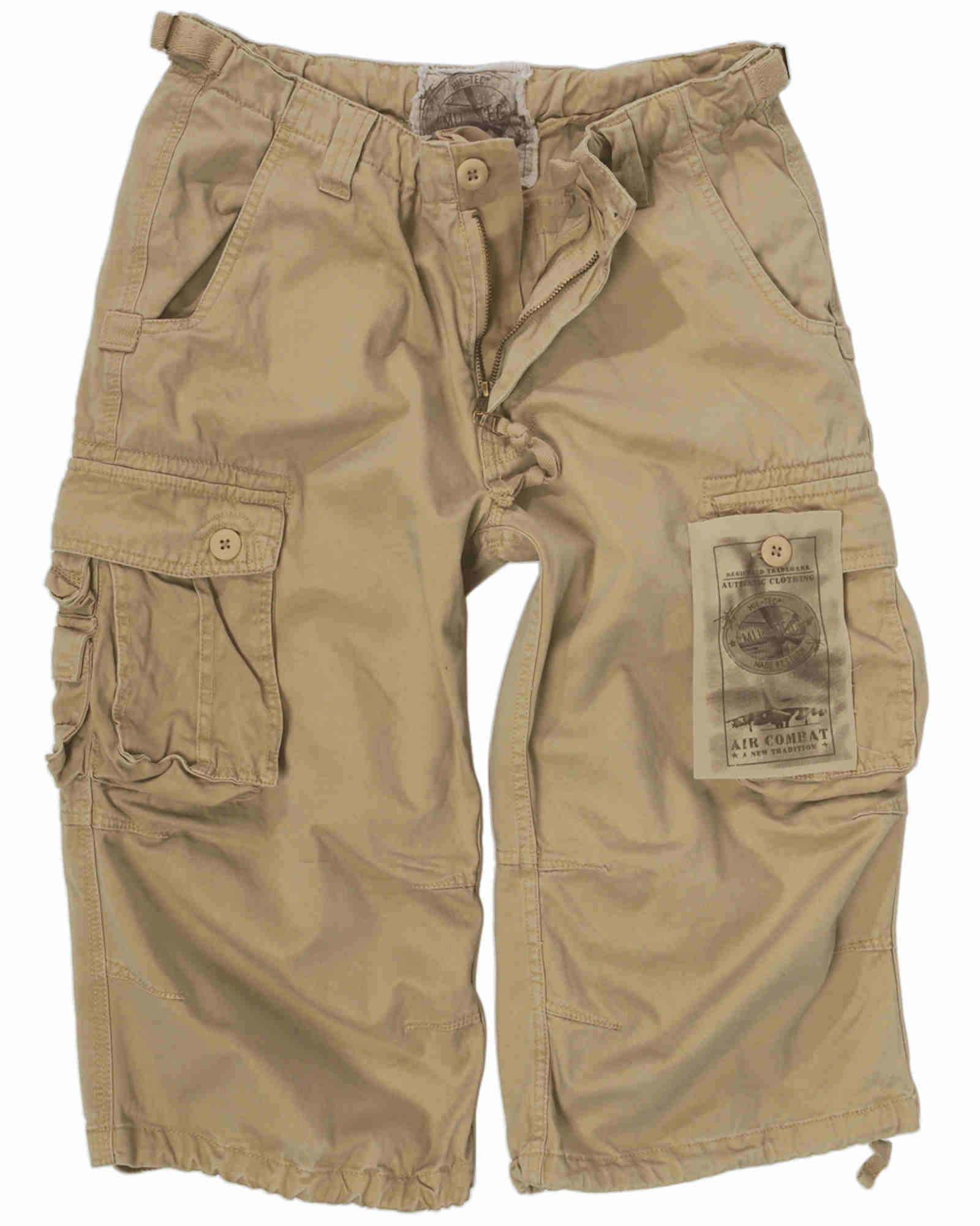Mil-Tec Brand Military Style Olive Prewashed Moleskin Paratrooper Cargo Shorts E