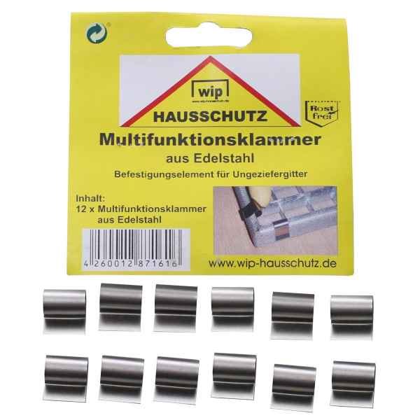 MFH Multifunktionklammer Wip Edelstahl 12-er Pack