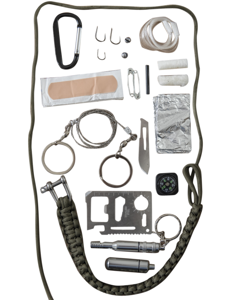 Survival Kit, 17 tlg. mit Paracord-Seil, large oliv kaufen