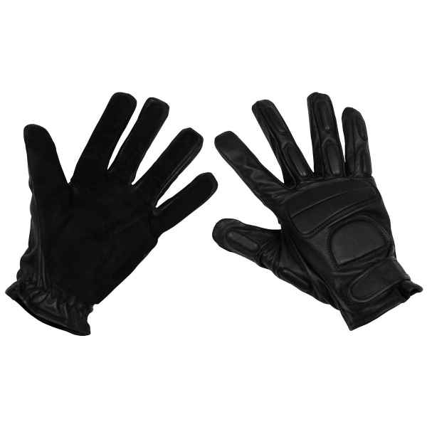 MFH Lederhandschuhe schwarz mit Polsterung und Wildlederverst.