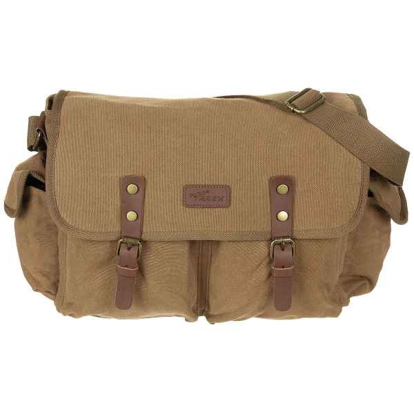 PureTrash Handtasche Canvas PT mit Schultergurt braun